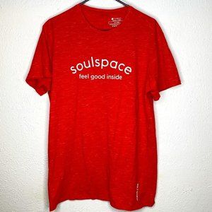 Soul Space "Feel Good Inside" women's size XL red, short sleeved t shirt.